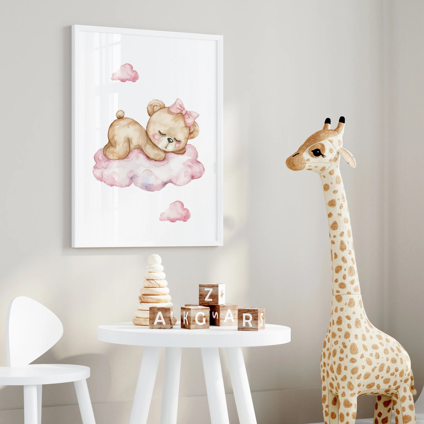 Pink Dream Bear Carousel Tent Swing Wall Art Prints Canvas Painting Poster Picture For Living Bedroom Kids Room Home Decor Peaceful Pleasures Health and Wellness G2502-2 40x50cm No Frame