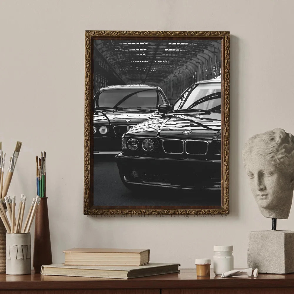 1PC Simple Black And White Luxury Car Poster Home Living Room Bar Restaurant Art Decoration Painting Peaceful Pleasures Health and Wellness z9 30x40cm