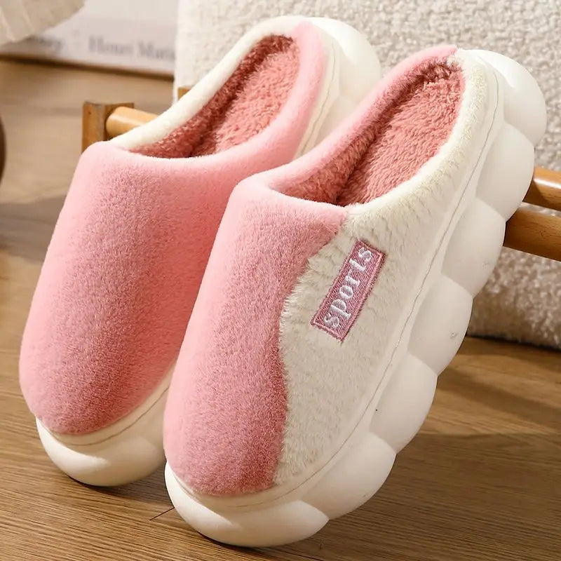 Winter Plush Fur Slippers – Non-Slip Indoor House Shoes Men & Women