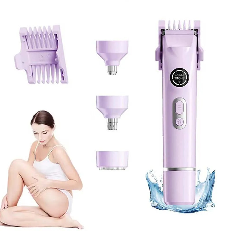 Newest 4-in-1 Electric Painless Hair Shaver IPX7 Waterproof Battery-Powered Dual Head Hair Removal for Women Men All Areas Peaceful Pleasures Health and Wellness