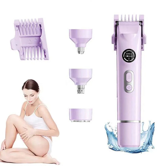 Newest 4-in-1 Electric Painless Hair Shaver IPX7 Waterproof Battery-Powered Dual Head Hair Removal for Women Men All Areas Peaceful Pleasures Health and Wellness
