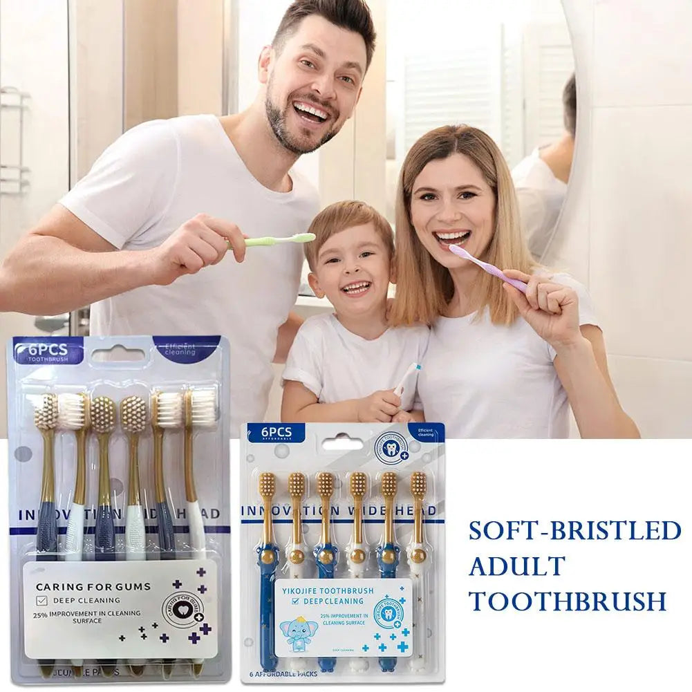 6-Pack Soft Bristle Toothbrush for Sensitive Teeth & Gums
