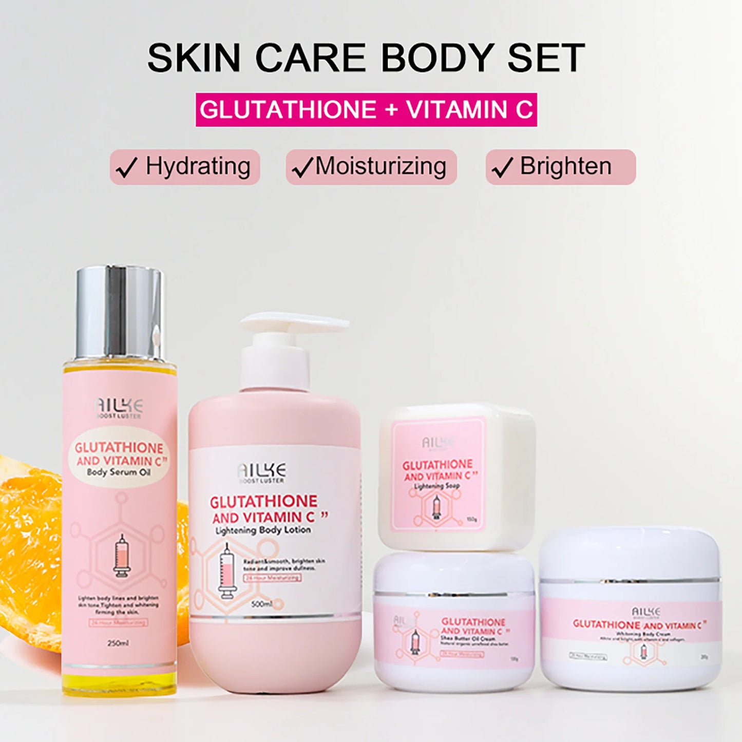 AILKE Vitamin C & Glutathione Brightening Face & Body Set