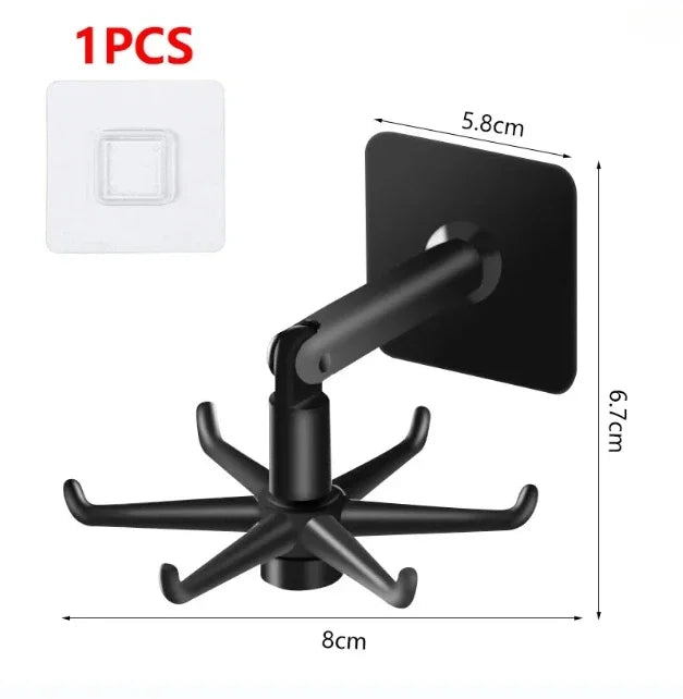 Six-Claw 360° Rotating Adhesive Wall Hook | No Drill