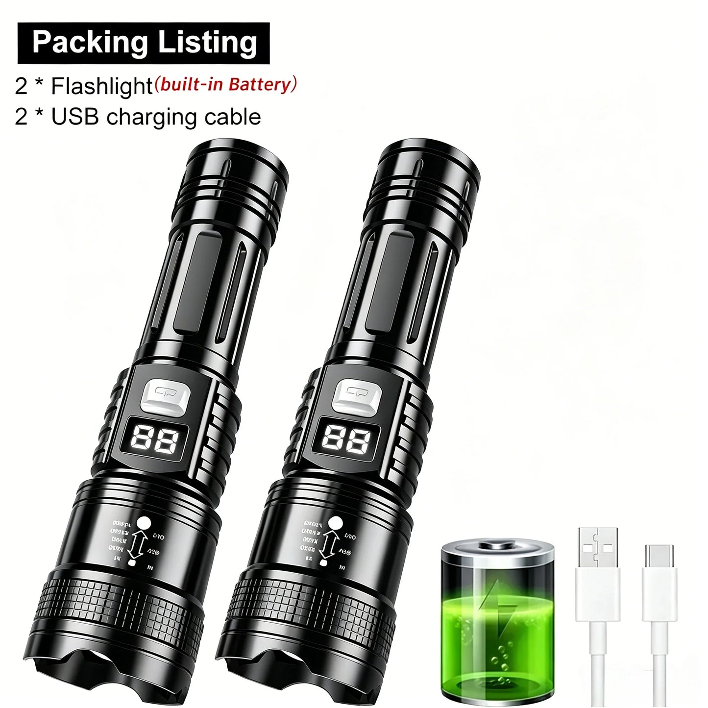 ZHIYU 1600 Lumen LED Zoomable Rechargeable Tactical Flashlight