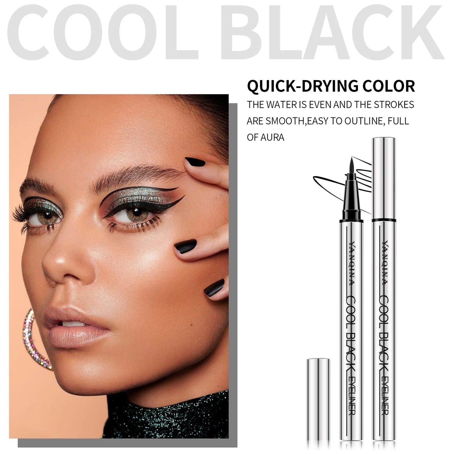 YANQINA Waterproof Liquid Eyeliner – Quick-Dry Long-Lasting Black