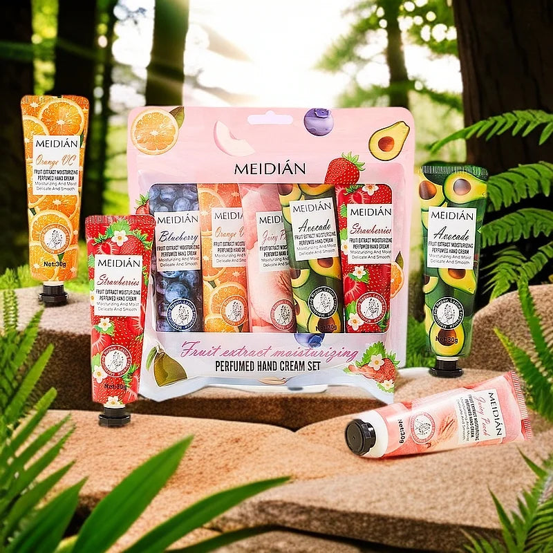 5-Piece Fruit Scented Hand Cream Set – Moisturizing Hand Care