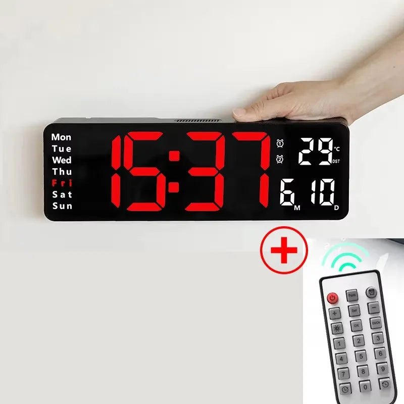 USB Smart Mute LED Electronic Wall Clock Modern Desk Clock Night Alarm Minimalist Thermometer Clock Home Decor For Room Peaceful Pleasures Health and Wellness remote control 1