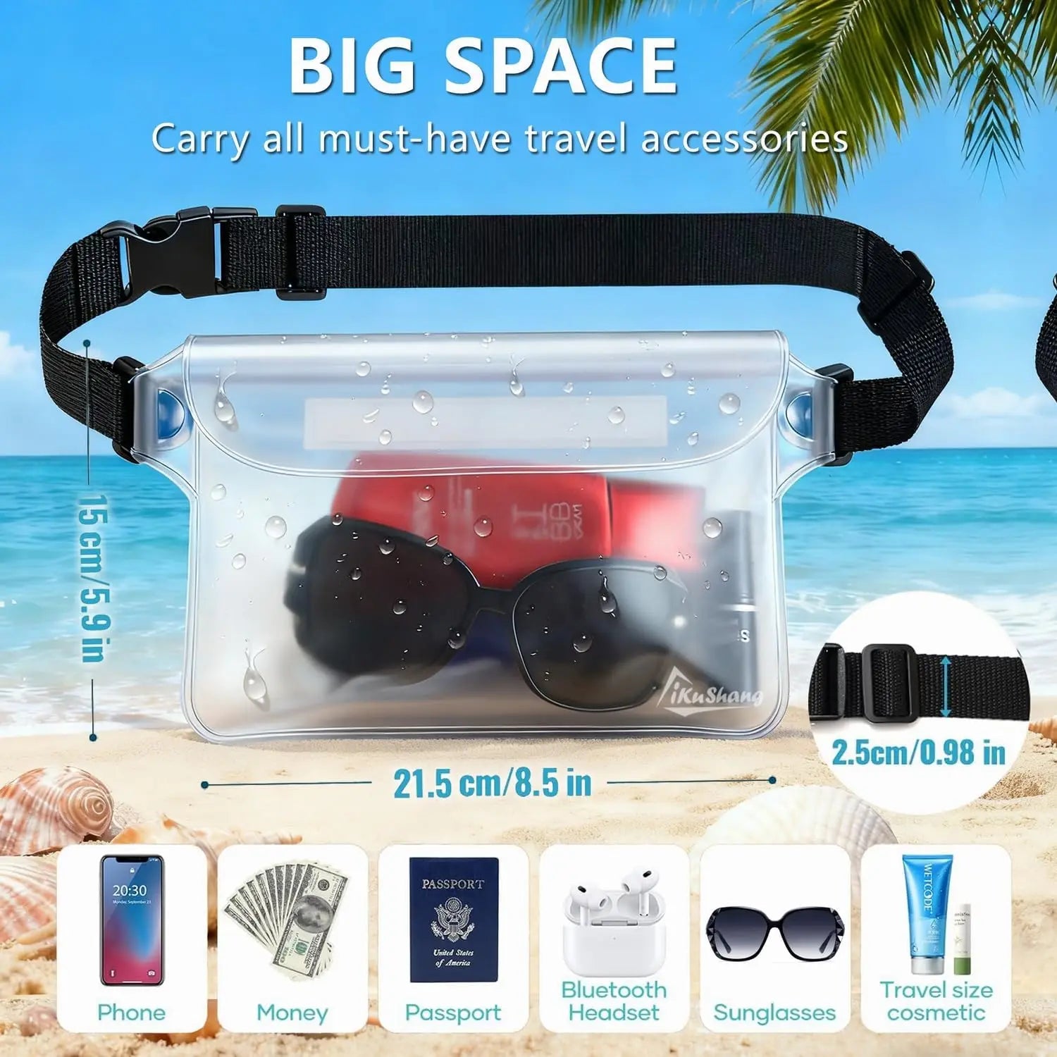 Waterproof Fanny Pack Waist Pouch Triple Zip Dry Bag Phone Passport Holder Beach Swim Kayak Water Sports Cruise Essentials 2026 Peaceful Pleasures Health and Wellness