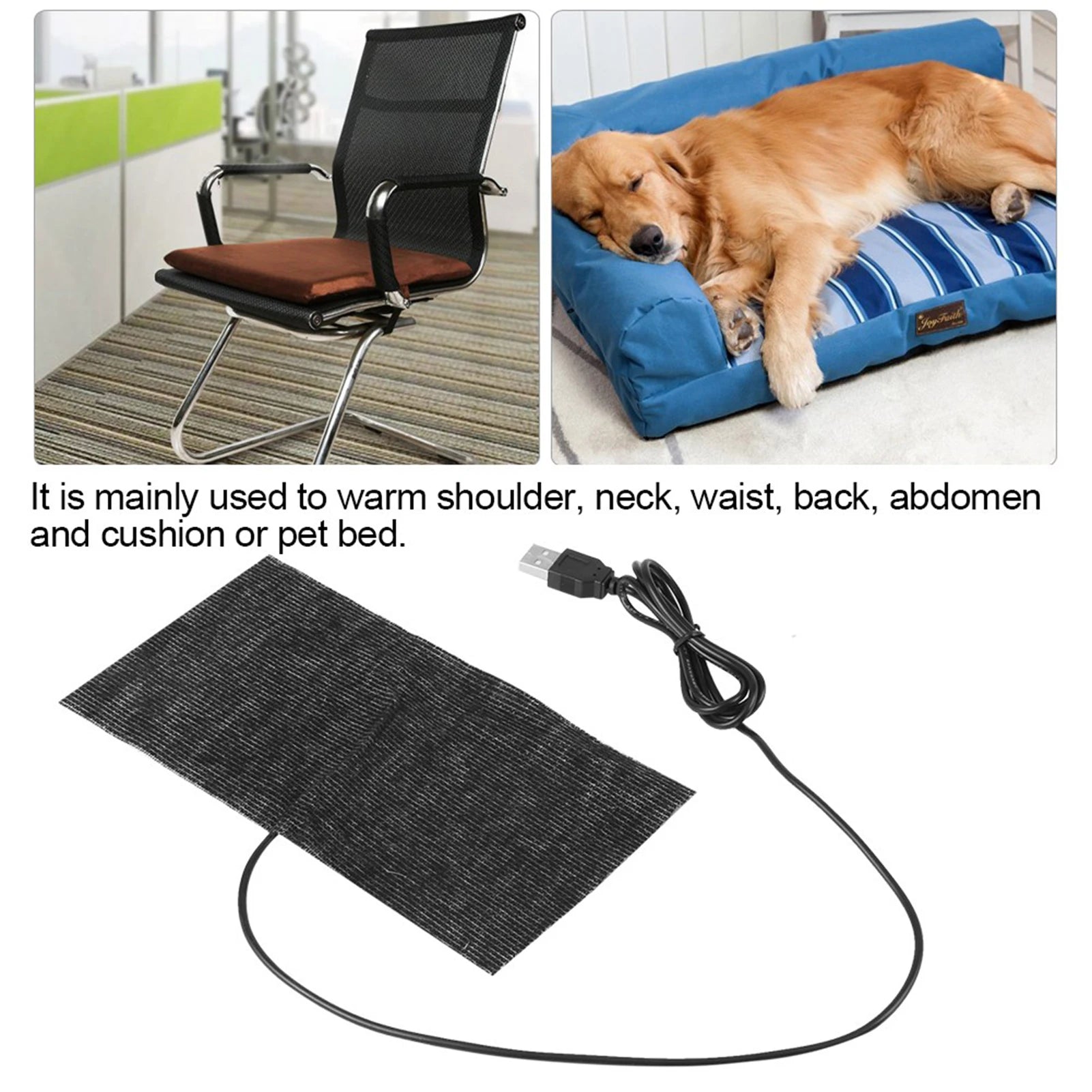 Black 5V USB Carbon Heating Mat 20*10cm Mouse Pad Warm Blanket Carbon Pad Peaceful Pleasures Health and Wellness