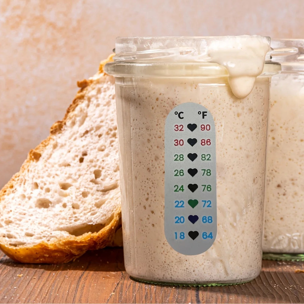 1pc Acid Bread Fermentation Glass Jar Temperature Sticker, Heart Shape Fermentation Thermometer Patch, 18-32 Degree Celsius Peaceful Pleasures Health and Wellness