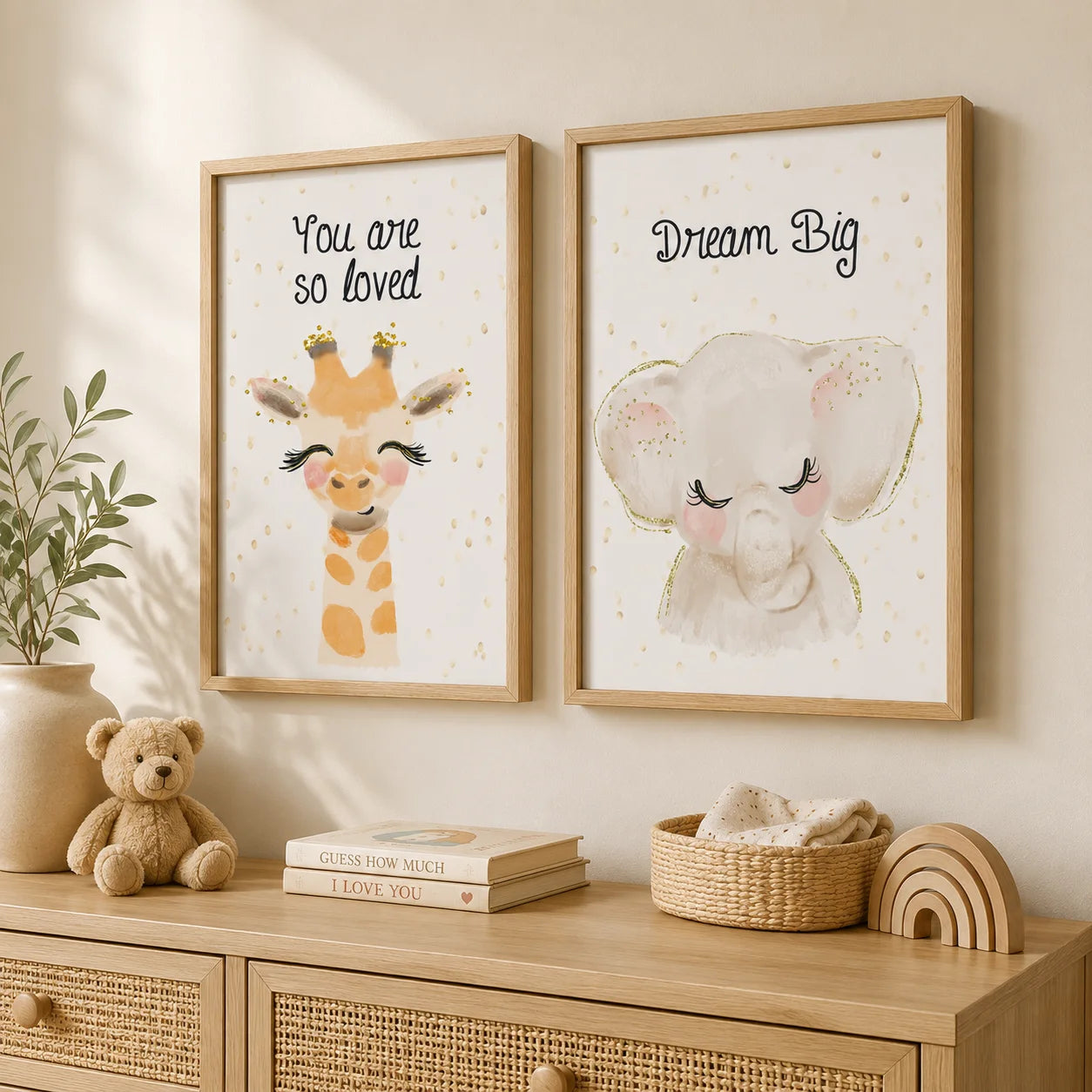 Nursery Animal Canvas Wall Art – Giraffe Bear Elephant Kids Print Nursery Canvas Print Peaceful Pleasures Health and Wellness