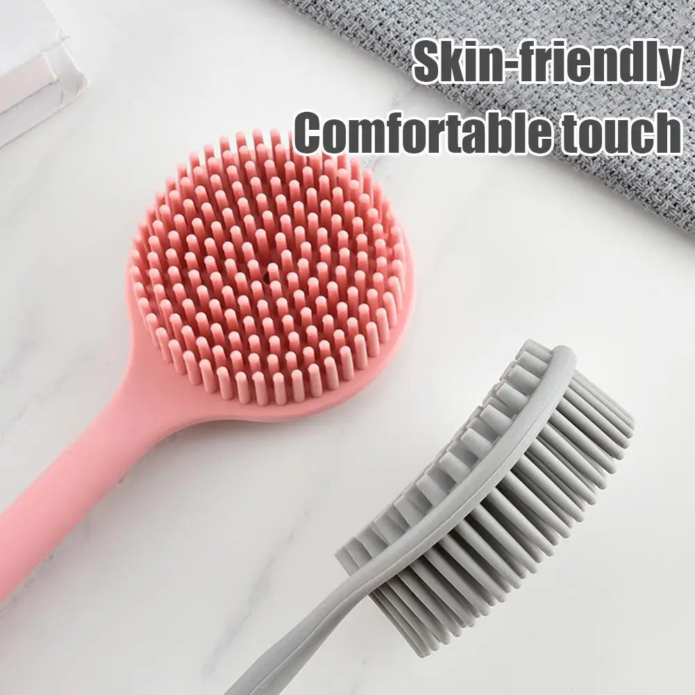 Long-Handle Silicone Bath Brush – Double-Sided Body Scrubber