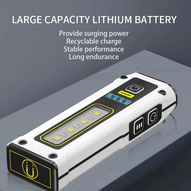 5-in-1 LED Flashlight SOS Alarm, Magnet & Power Bank Keychain