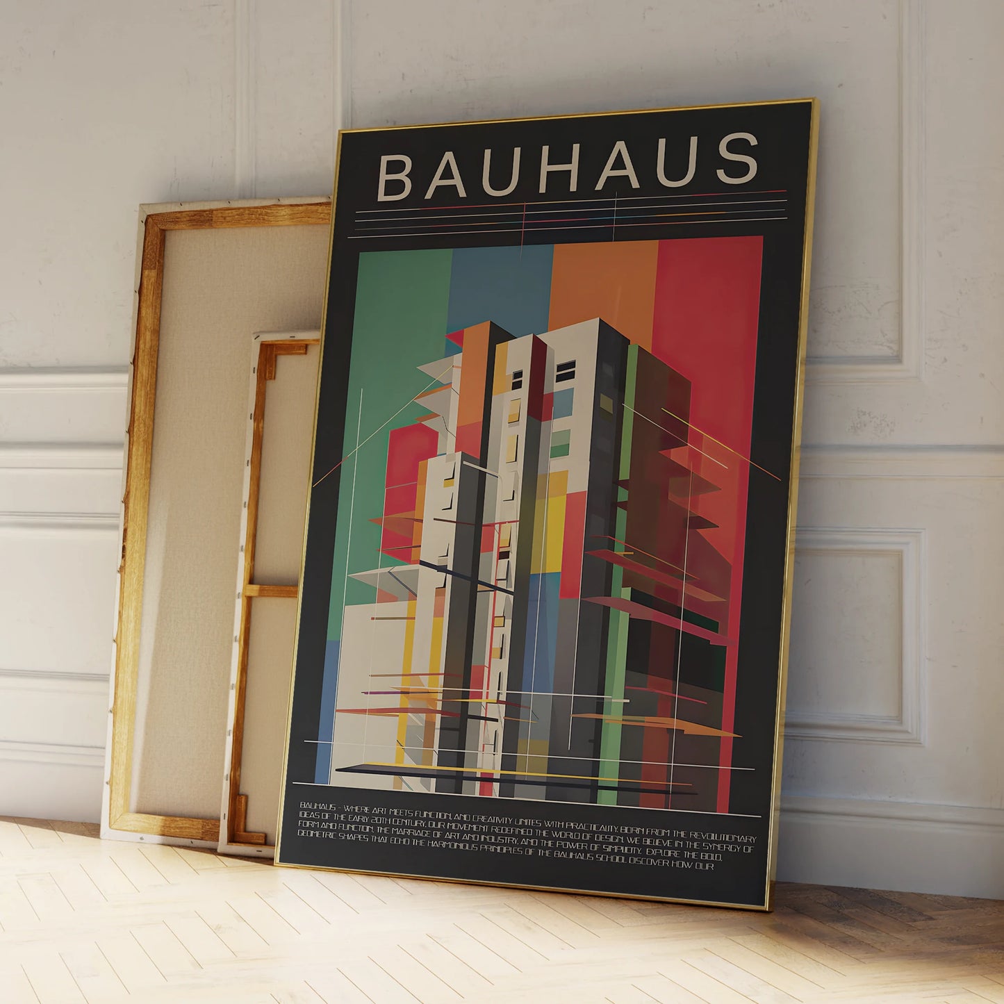 Retro Bauhaus Geometry Canvas Wall Art | Minimalist Poster