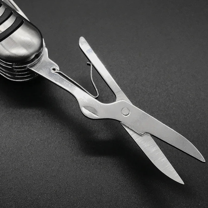 New Portable 11in1 Fold Pocket Knife Stainless Steel Bottle Opener Cork Drill Carry Around Multifunction Outdoor Emergency Tool Peaceful Pleasures Health and Wellness