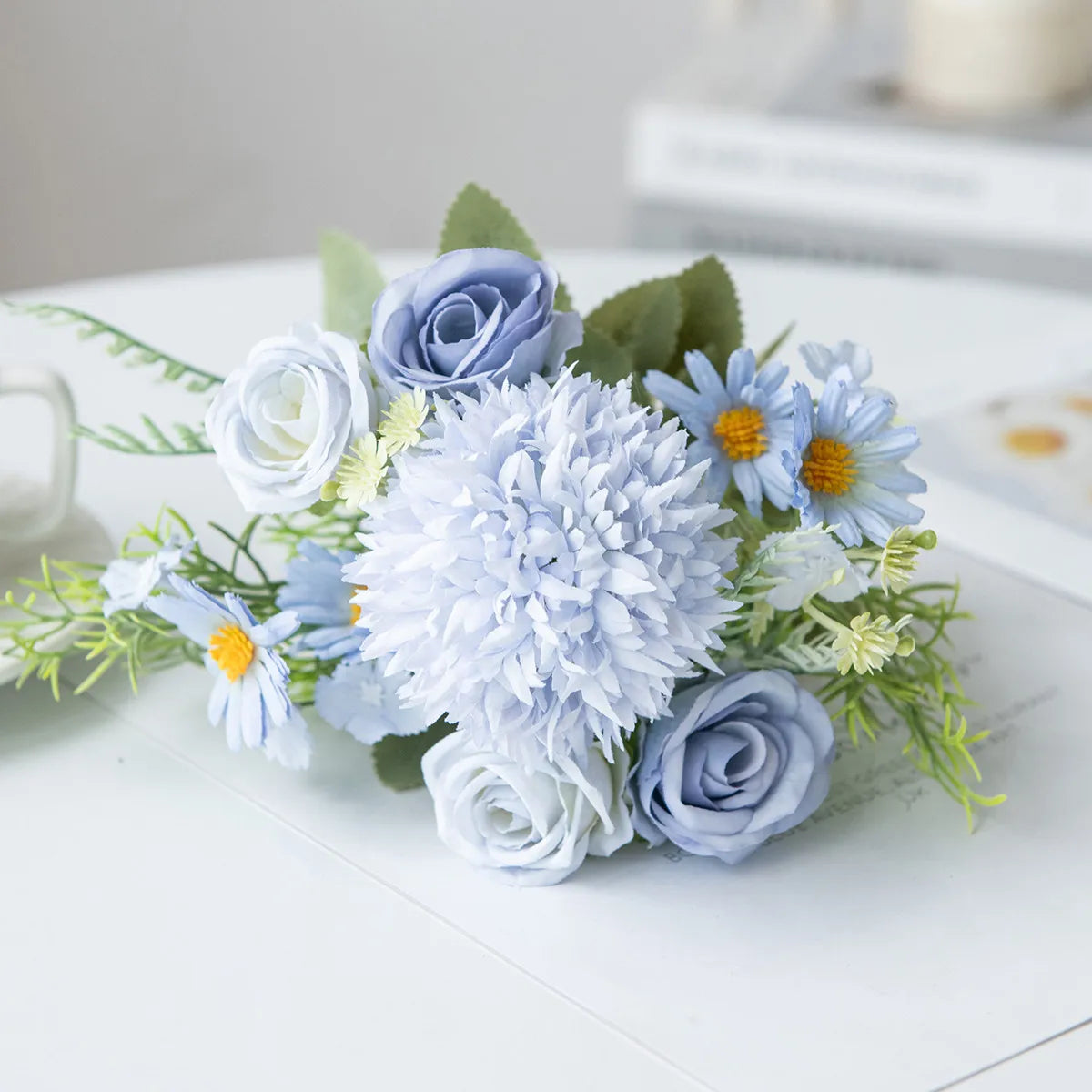 Rose & Chrysanthemum Silk Bouquet – Artificial Flowers, Wedding