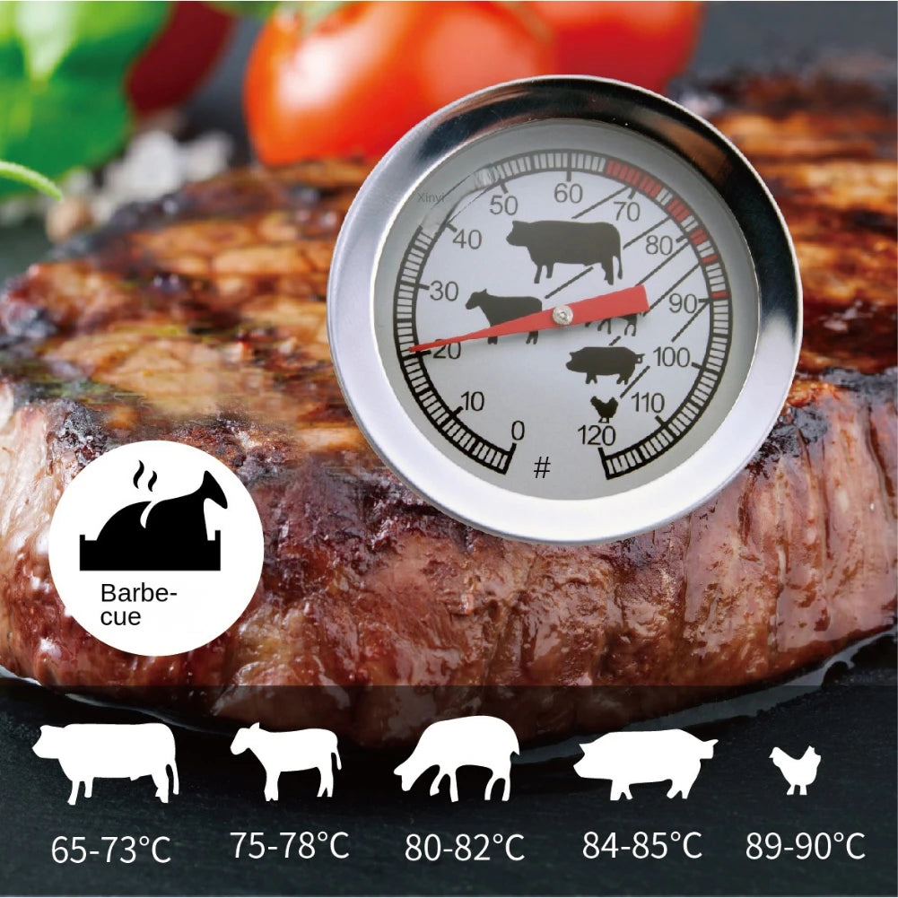 1-2PCS Dial Kitchen Thermometer 304 Stainless Steel 0-120 Degree Meat Temperature Probe Baking Cooking BBQ Temperature Meter Peaceful Pleasures Health and Wellness