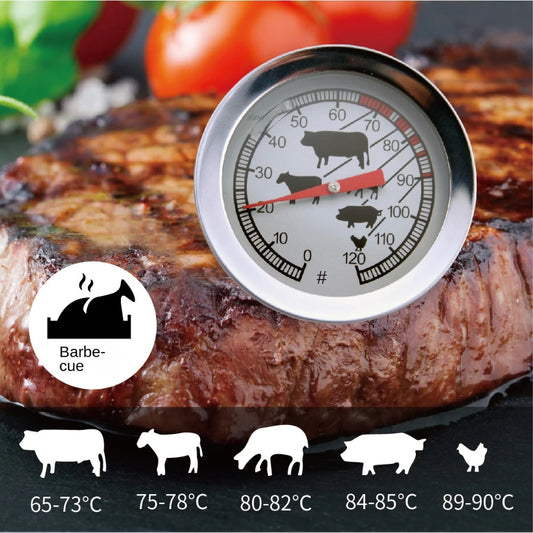 1-2PCS Dial Kitchen Thermometer 304 Stainless Steel 0-120 Degree Meat Temperature Probe Baking Cooking BBQ Temperature Meter Peaceful Pleasures Health and Wellness