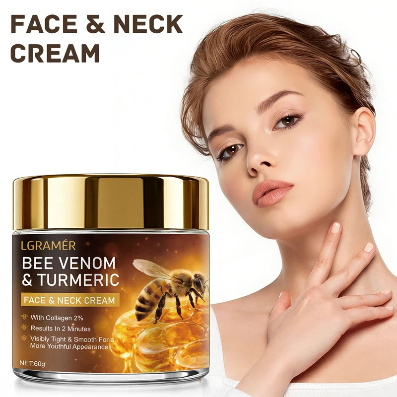 Bee Venom Facial Neck Lifting Cream Firms and Lifts Loose Skin, Smoothes Skin | Alcohol-Free, Containing Hyaluronic Acid,30g/60g Peaceful Pleasures Health and Wellness