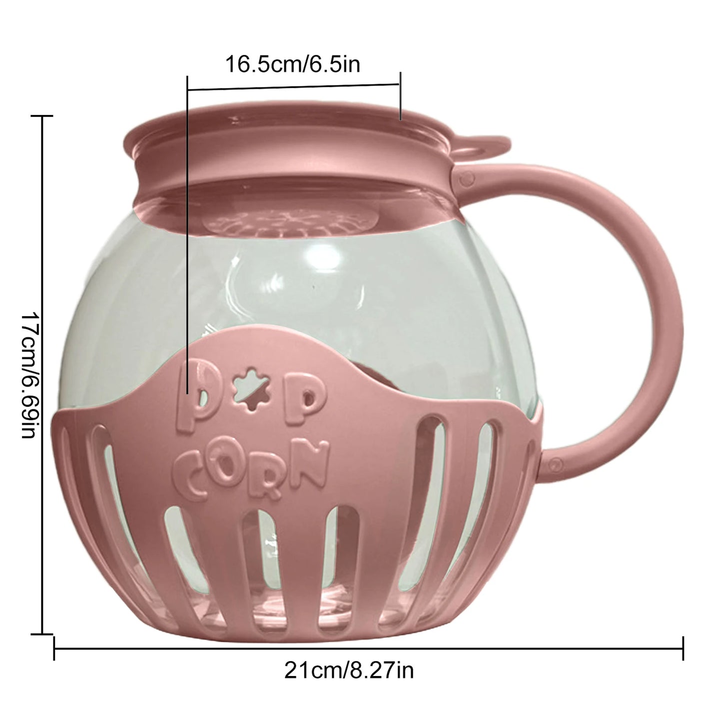 2025 New Popcorn Maker Microwave Snack Popcorn Air Poppers 2.25 Quart Popcorn Bowl Borosilicate Kitchen Accessories Peaceful Pleasures Health and Wellness Pink