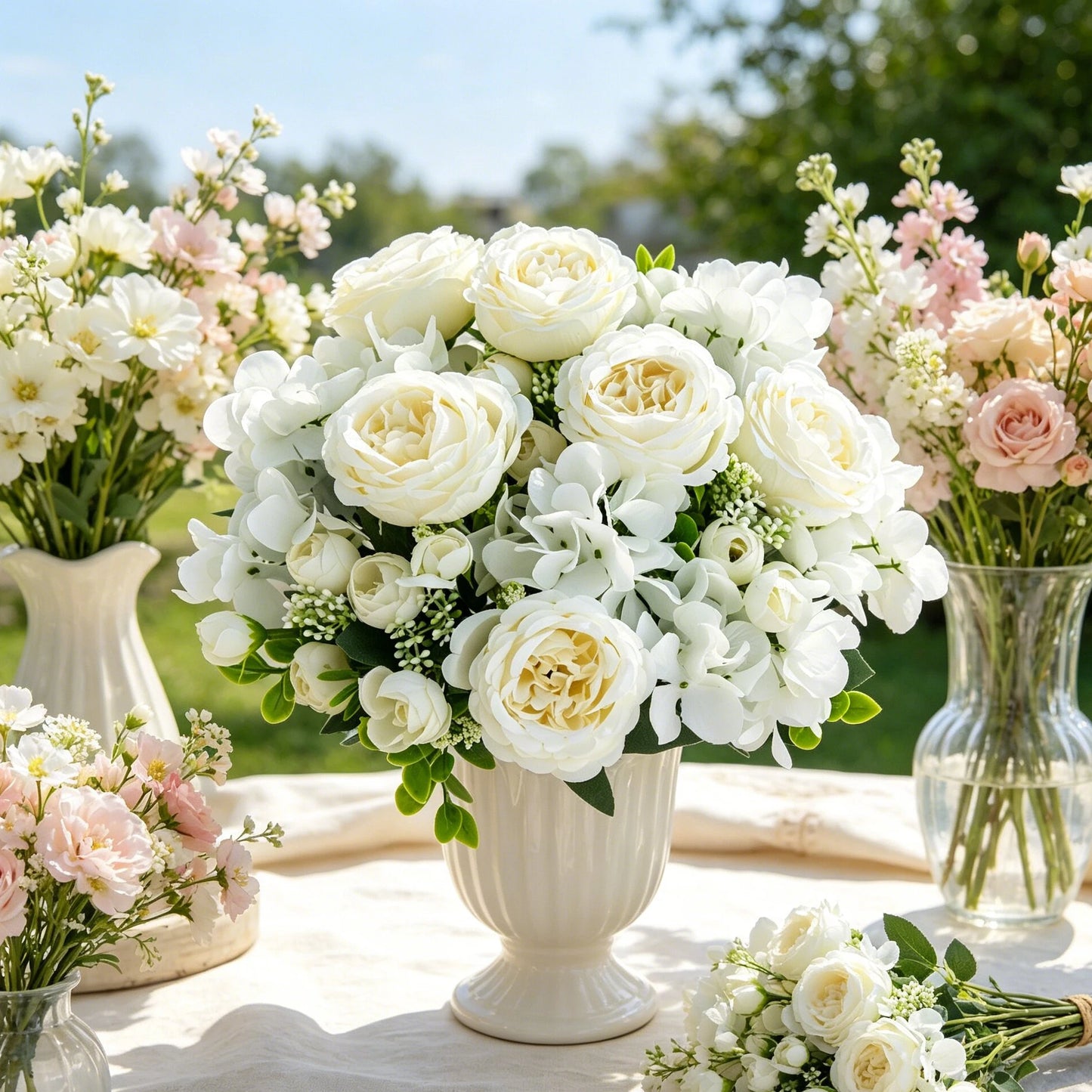 Artificial Silk Peony & Hydrangea Bouquet – Wedding Home Decor