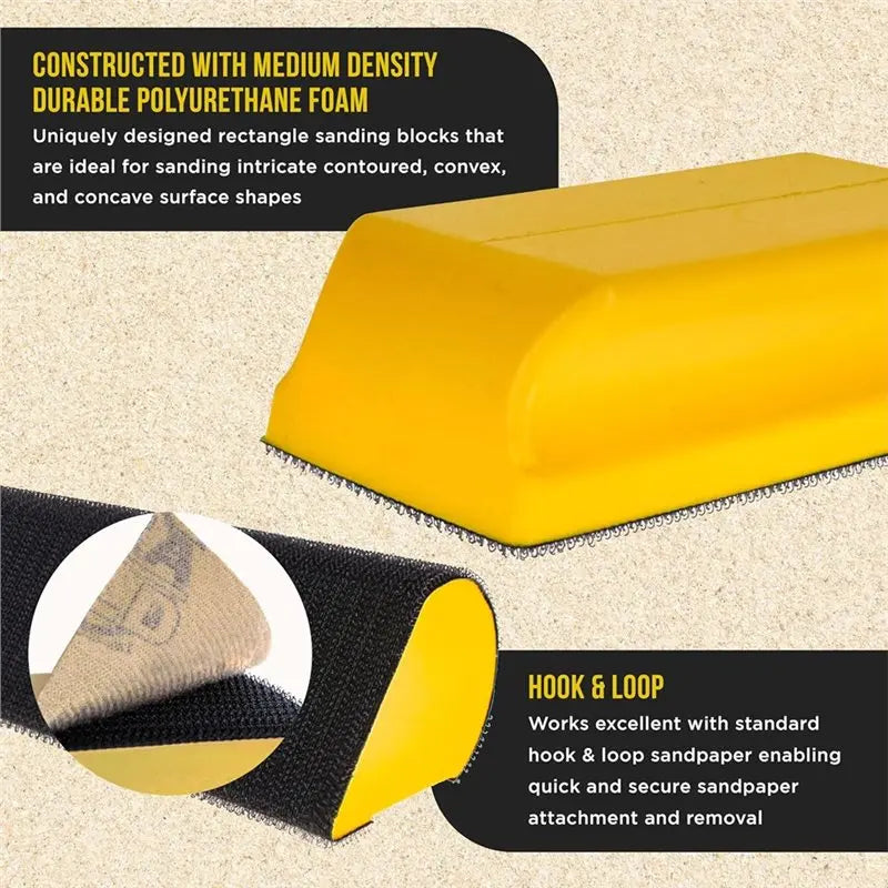 Y51A-Handheld Hook& Loop Sander Pads 7-Piece Hand Sanding Block Set-Flat, Round, Curved, Contoured Rectangle Shapes Peaceful Pleasures Health and Wellness