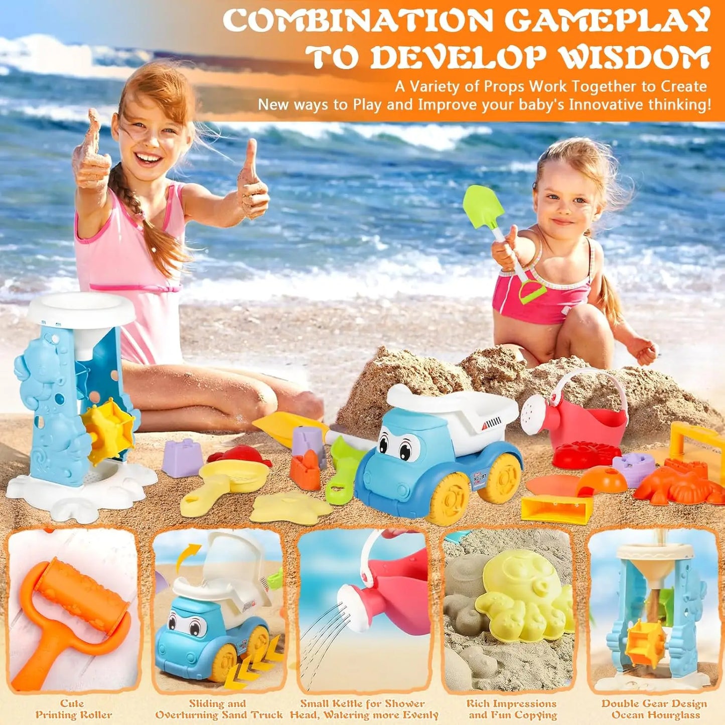 Kids Beach Sand Toys Set – Bucket, Shovel & Rake | SONGYI