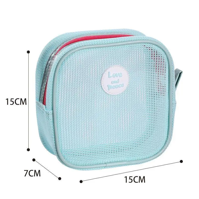 Portable Mesh Cosmetic Bag – Breathable Travel Makeup Pouch