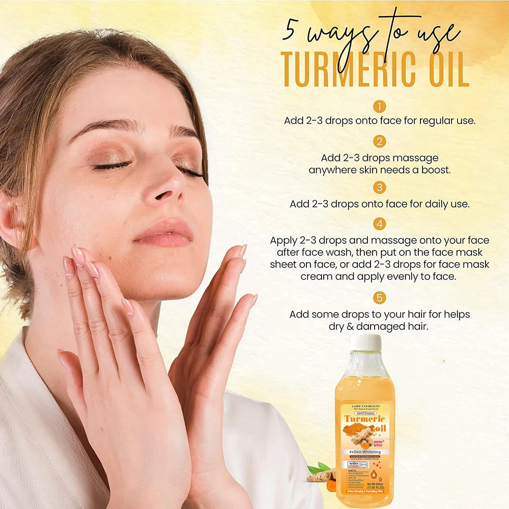 500ml Turmeric Remove Dark Spots Essential Oil for Women Moroccan Ginger Anti Wrinkle Serum Men Whitening Moisturizing Skin Care Peaceful Pleasures Health and Wellness