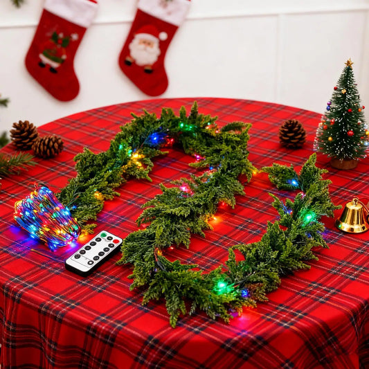 Pre-Lit Cedar Christmas Garland 8.8Ft | Remote Control Lights Christmas Garland Peaceful Pleasures Health and Wellness
