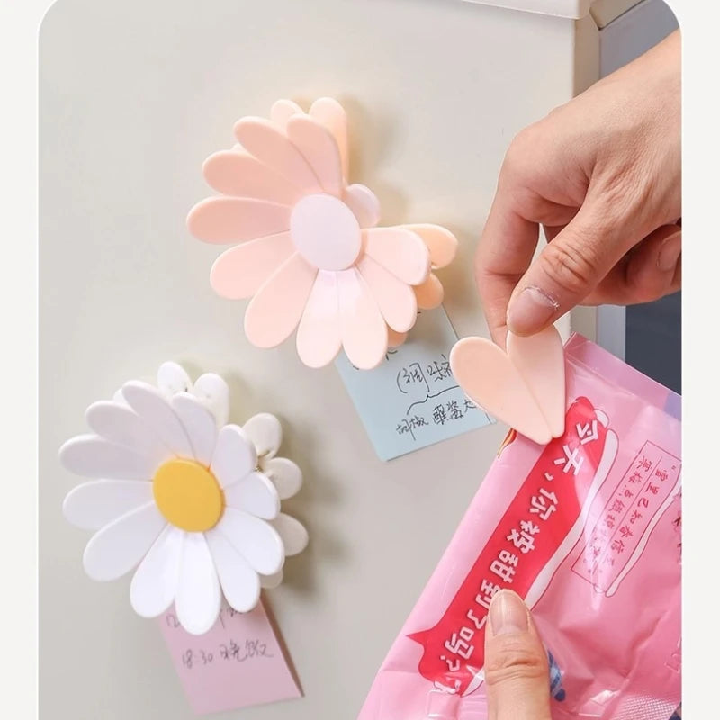 Magnetic Daisy Snack Sealing Clips | 3D Flower Fridge Bag Clips Food Bag Sealing Clip Peaceful Pleasures Health and Wellness