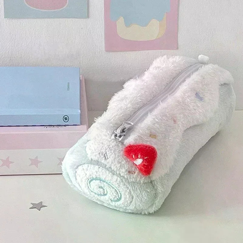 Kawaii Swiss Roll Plush Pencil Case & Cute Cosmetics Bag