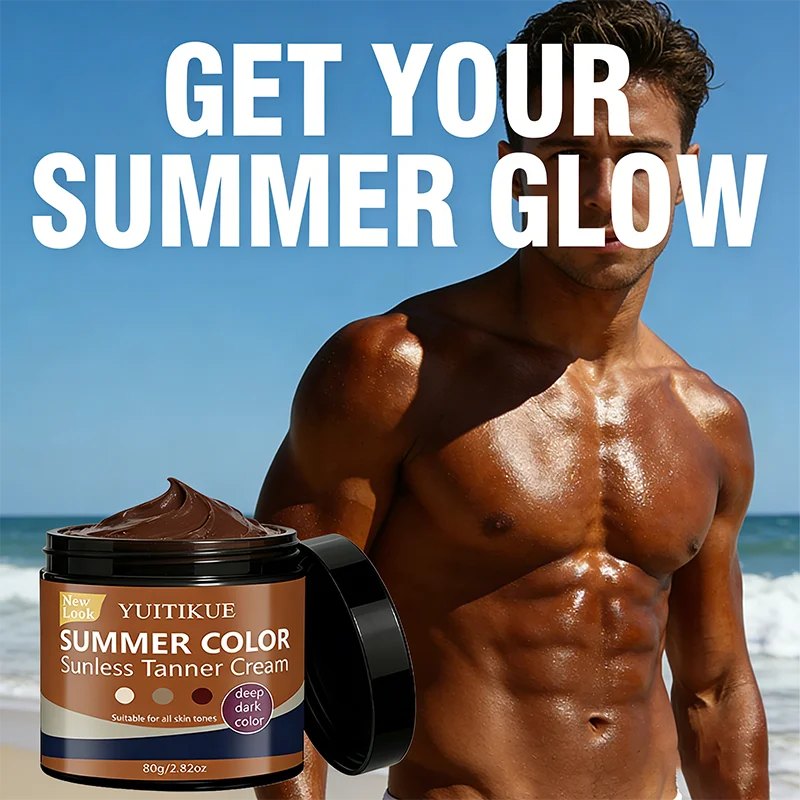 Yuitikue Summer Color Sunless Tanner Cream, 80g Deep Dark Color Self Tanning Cream for All Skin Tones, Face & Body Peaceful Pleasures Health and Wellness