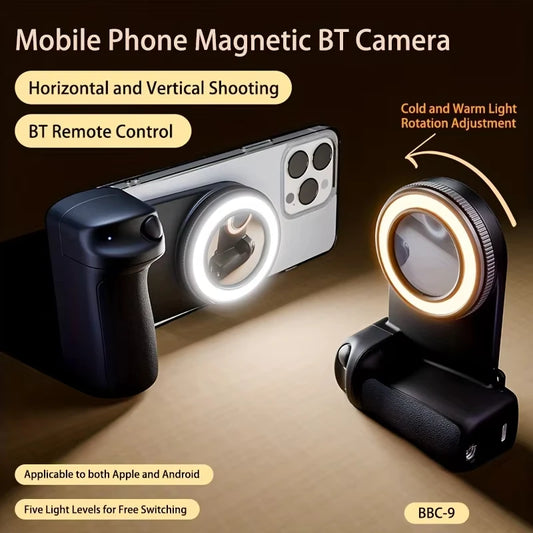 MagSafe Phone Grip with Bluetooth Remote & Fill Light Phone Camera Grip Peaceful Pleasures Health and Wellness