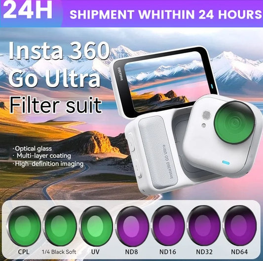 Insta360 GO Ultra Glass Filters – CPL, ND8–ND64, UV & Soft Black Camera Lens Filters Oasis Select