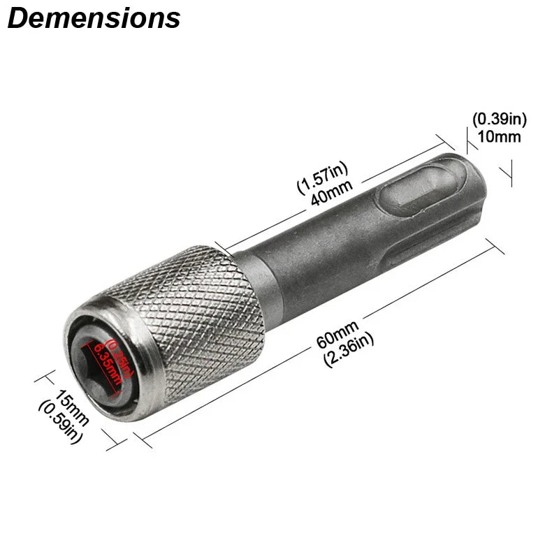 SDS Plus Convert To 1/4 Hex Shank Adapter Hexagonal Converter Electric Hammer Power Screwdriver Bit Holder Socket Impact Driver Peaceful Pleasures Health and Wellness