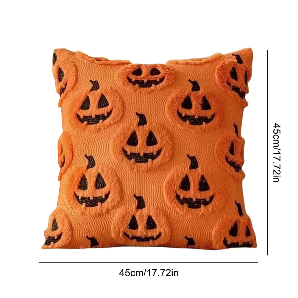 Halloween Plush Faux Fur Pillowcase Washable Soft Pillow Case Comfortable Ghost&Pumpkin Pillow Cover for Festive Home Accent Peaceful Pleasures Health and Wellness F