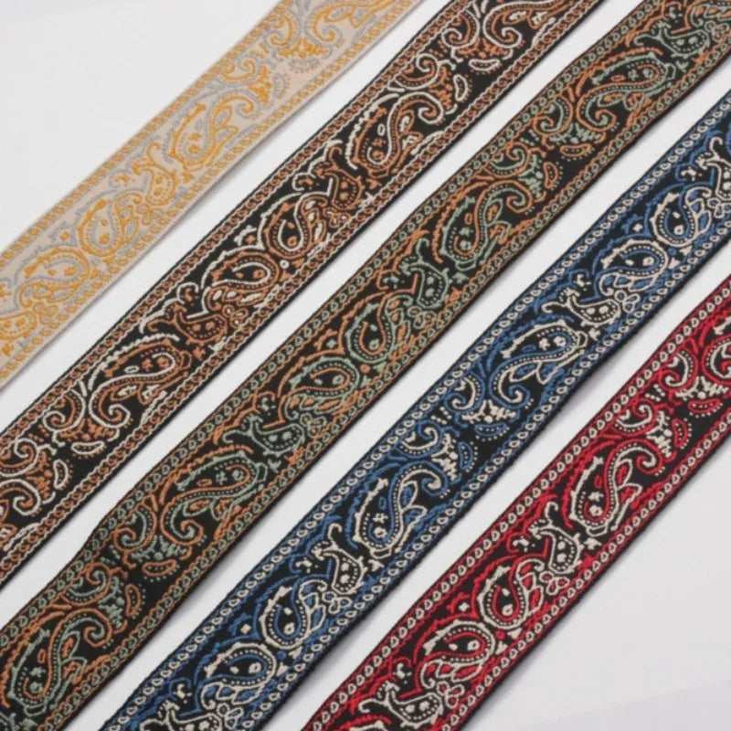 Pluggable Pick Embroidered Guitar Strap Jacquard Acoustic Shoulder