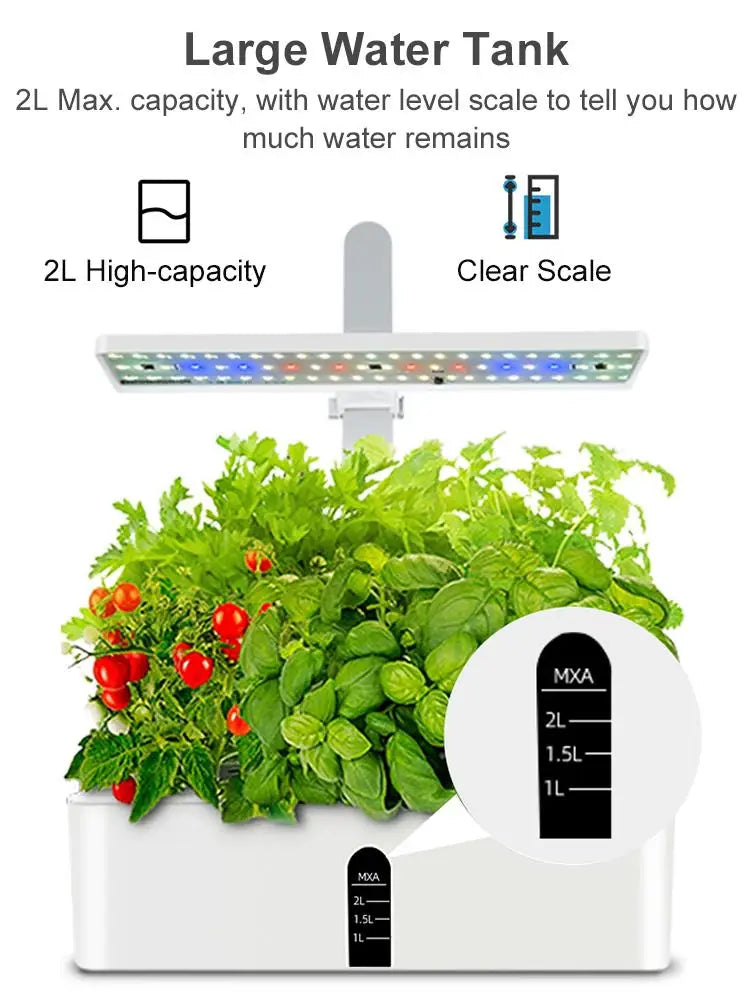 9-Pod Indoor Hydroponics Growing System | 15W LED Grow Light Kit