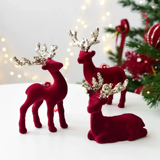 Flocked Mini Reindeer Christmas Ornament | Tabletop Decor Peaceful Pleasures Health and Wellness