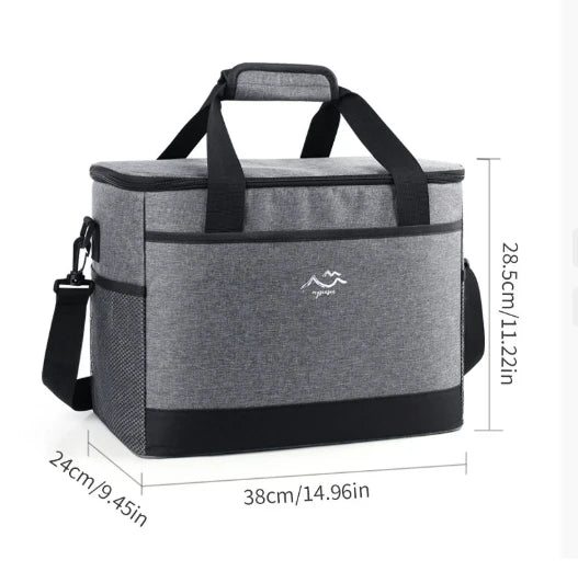 Large-Capacity Square Ice Packs Minimalist Insulated Lunch Box Bag Crossbody Fresh-Keeping Picnic Bag for Outdoor Use Peaceful Pleasures Health and Wellness Grey