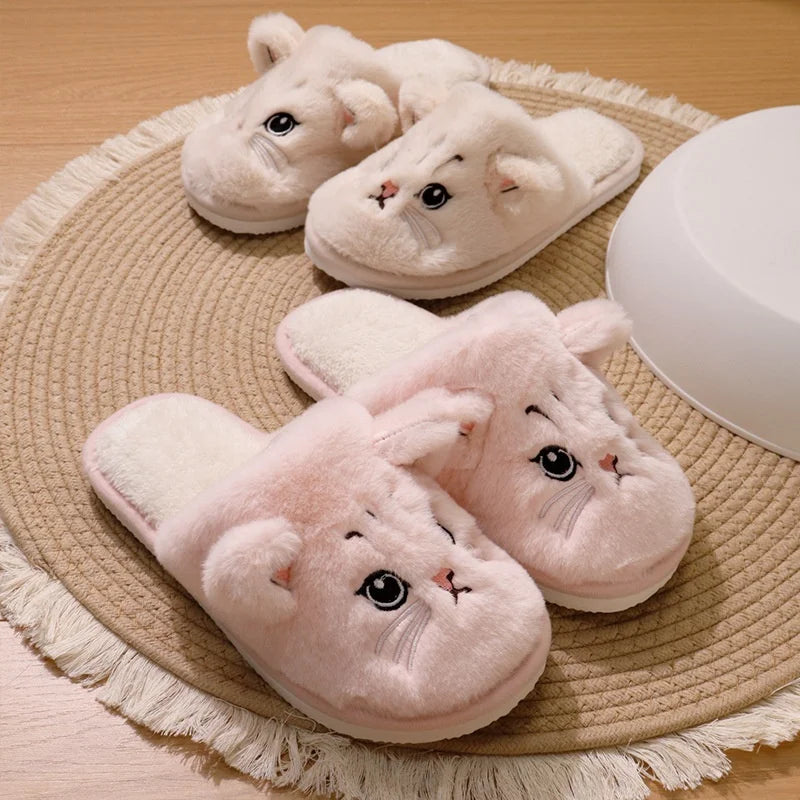 Baotou Cat Cotton Slippers Couple Style Cute Cartoon Home Winter Thickened Warm Cute Cat Soft Soles Anti-slip Slippers Creative Peaceful Pleasures Health and Wellness