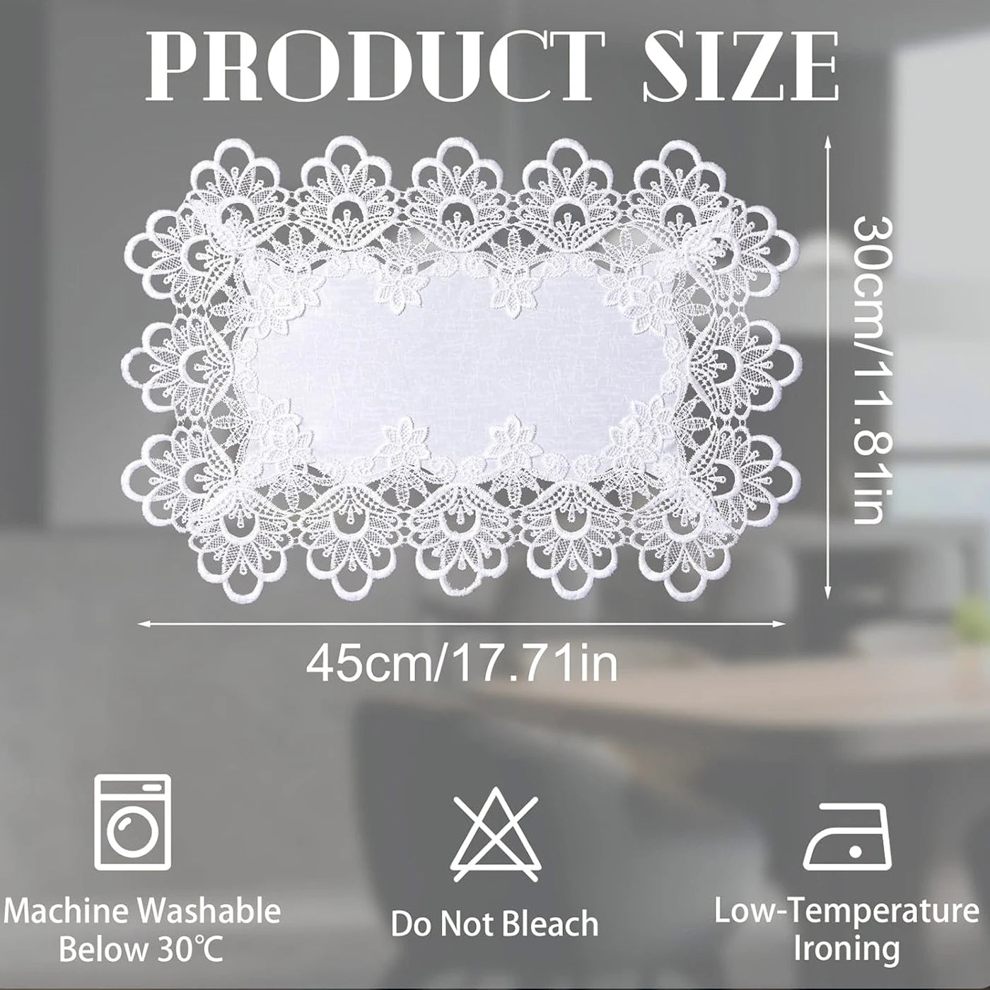 Battilo White Lace Placemats for Dining Table Embroidered Rectangle Cup Mat Set of 2 Decorative Table Mats Wedding Party Decor Peaceful Pleasures Health and Wellness