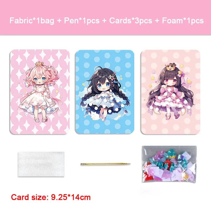 Creative Princess Puzzle Puncture Painting Board Pens Fabric Craft