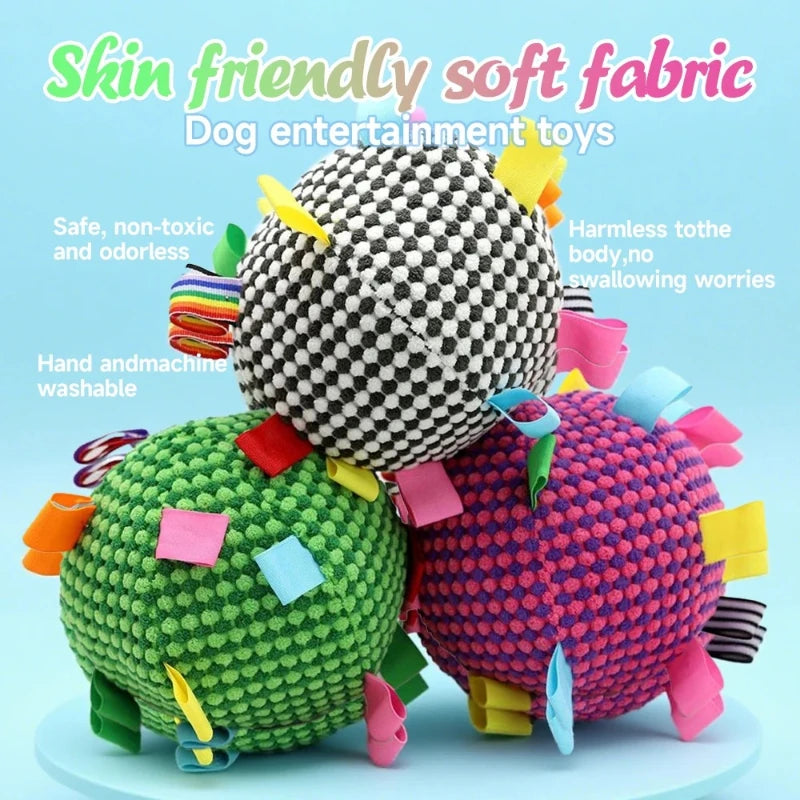 Interactive Ball Dog Toy Suitable for Chewing Training, Stress Relief, Bite Sound Resistance, Plush tug-of-war Toy Peaceful Pleasures Health and Wellness