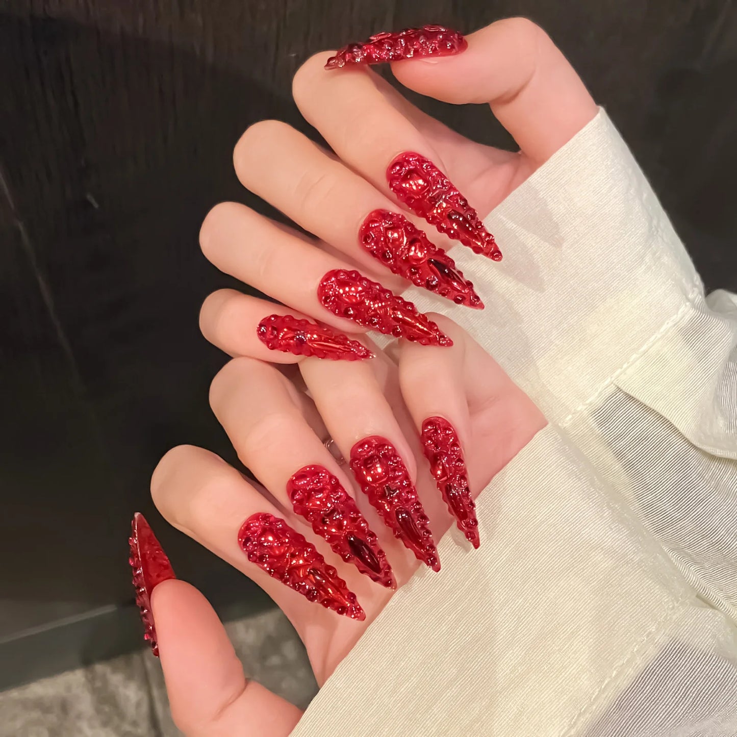 Handmade Diamond Almond Press-On Nails | 10-Piece Glam Set