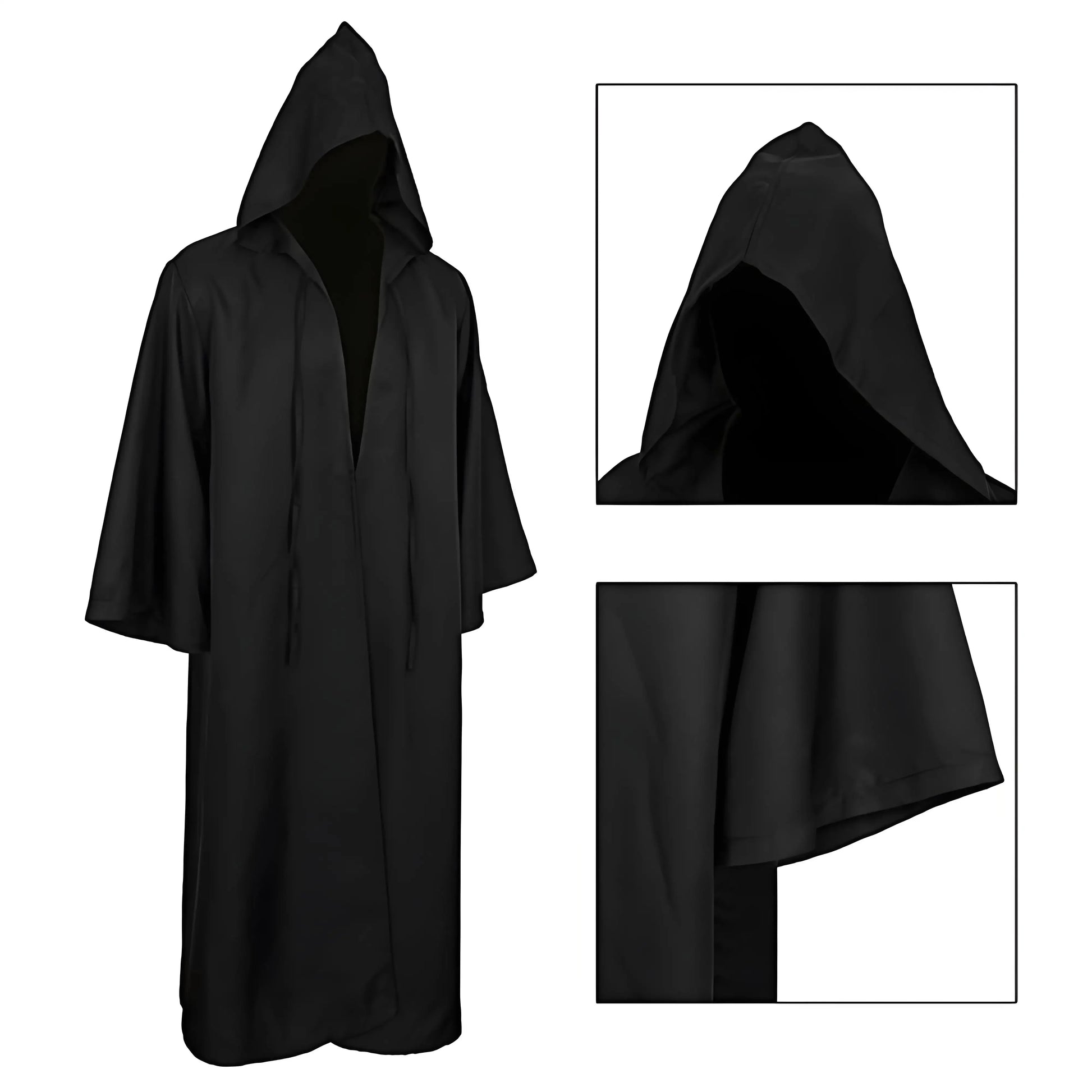Black Cape Cloak Warrior Costume for Adults Vampire Cape with Hood Adult Halloween Cosplay Vampire Christmas Costume Robe Cape Peaceful Pleasures Health and Wellness