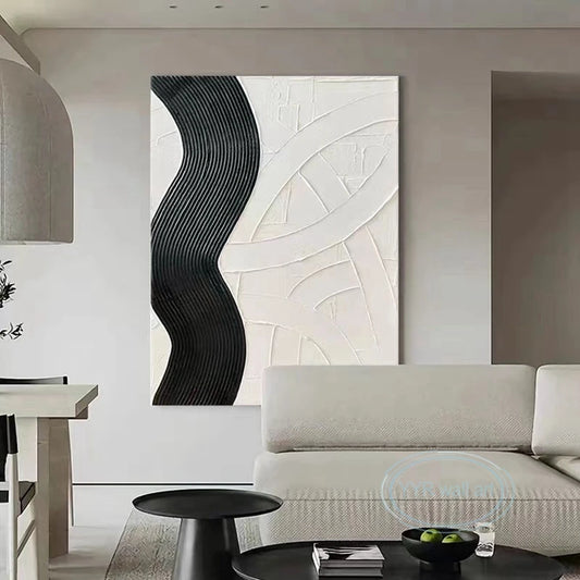Stripe Texture Decor Oil Painting Modern Abstract Handmade Wall Art Canvas Mural Living Room Bedroom Porch Hotel Hanging Picture Peaceful Pleasures Health and Wellness