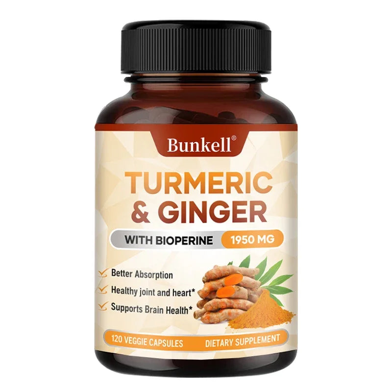 Turmeric Curcumin Ginger Supplement for Joint Comfort Peaceful Pleasures Health and Wellness 120 count-1 bottle